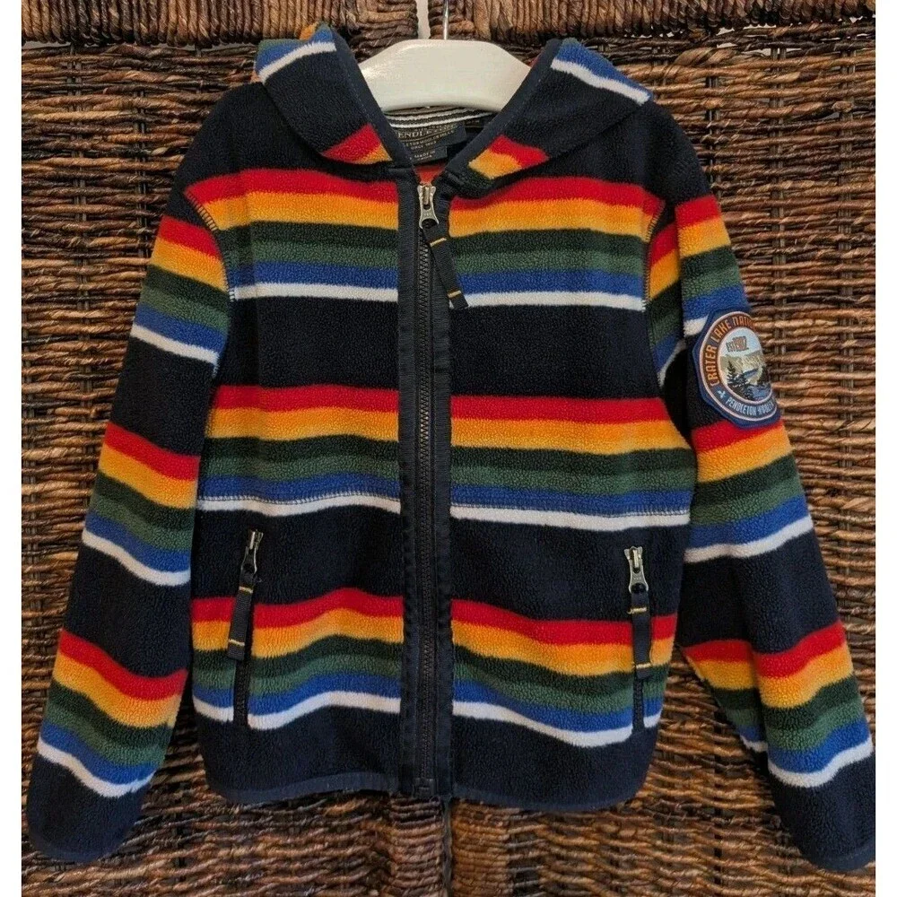 Pendleton Fleece Hooded Zip Up Coat Boys 2 /3 Blue Unisex Jacket National Parks